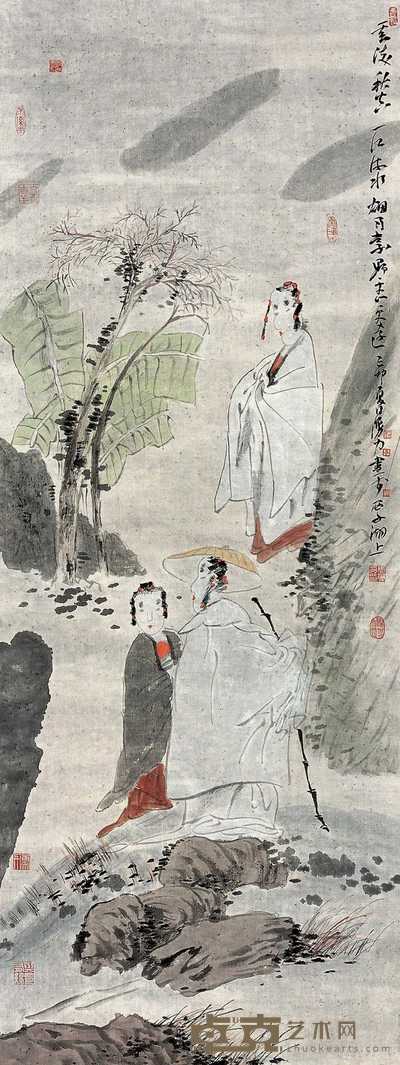 唐勇力 己卯(1999年)作 云凌秋空 立轴 133×50cm